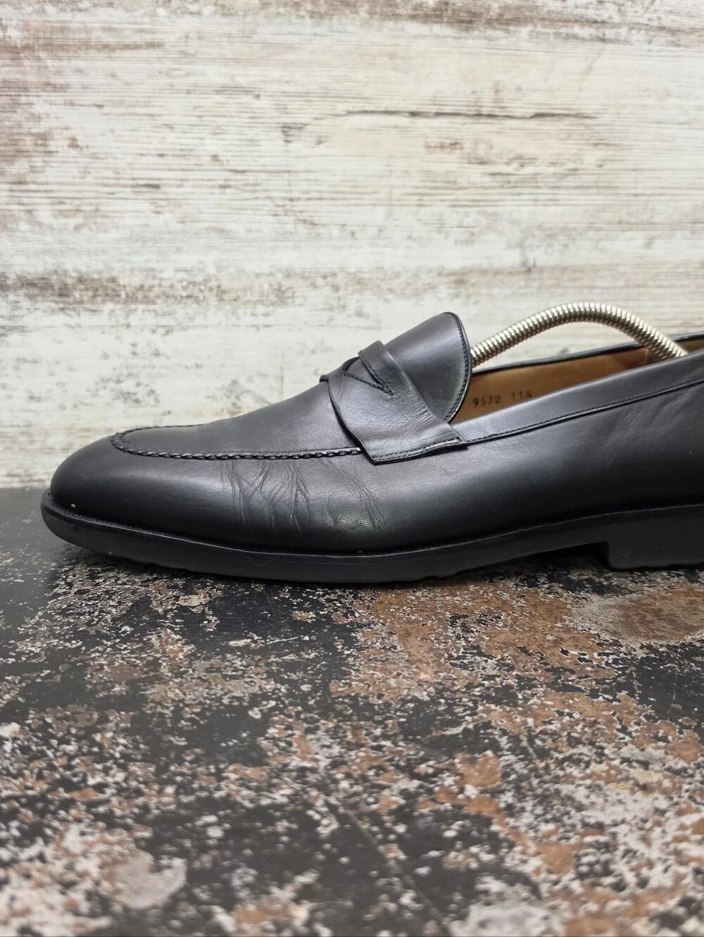 Mens Magnanni Penny Loafers Shoes Sz 11.5 Black Leather 9372 Blemish Read